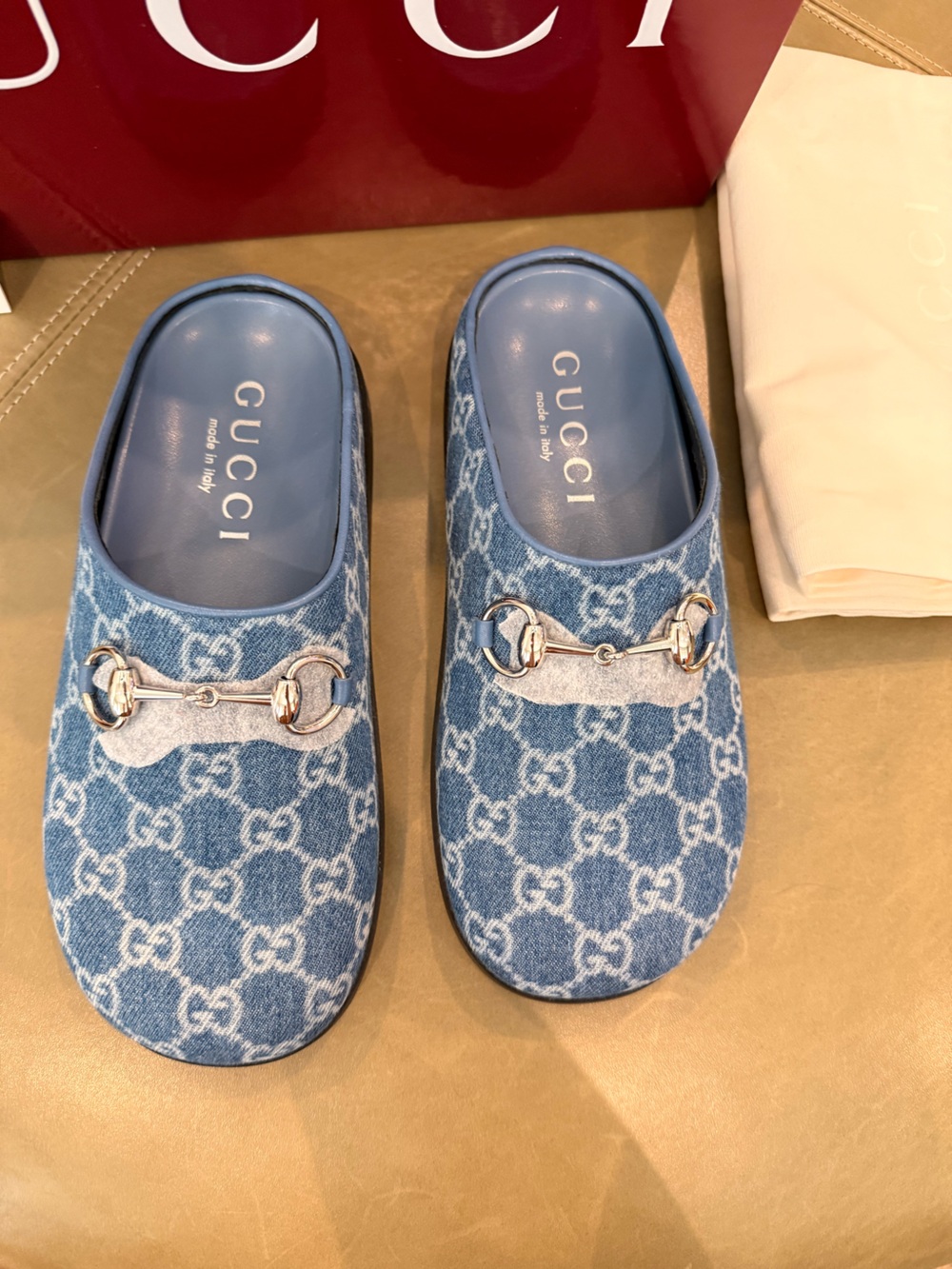 NWT Gucci - Denim mule with horsebit, size 36.5 (6.5). - Picture 4 of 9